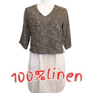 Maiwa Studio 100 Linen  Floral wrap Cropped Top S